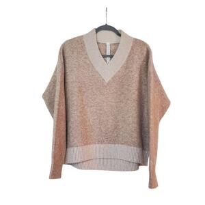 Lululemon Alpaca Wool Blend V-Neck Cream Sweater Heathered White Opal Women's XS